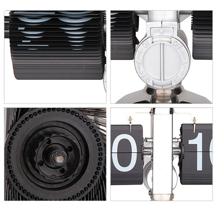 Balance Shaped Metal Auto Flip Down Clock Desktop Decorative Clock with Single Holder, Single  (Black)