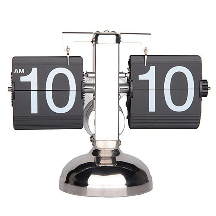 Balance Shaped Metal Auto Flip Down Clock Desktop Decorative Clock with Single Holder, Single  (Black)