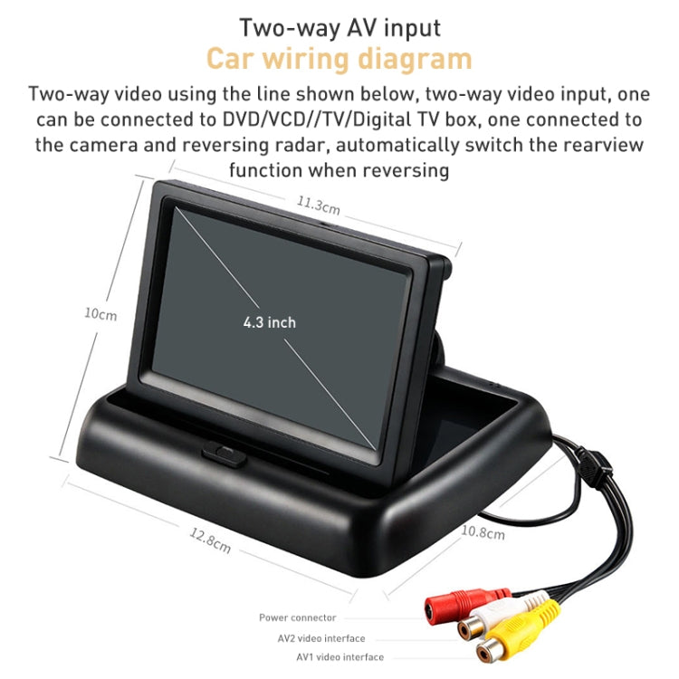 4.3 inch TFT-LCD Color Foldable Car Monitor, Type: PAL/NTSC, 4.3 inch, Type: PAL/NTSC