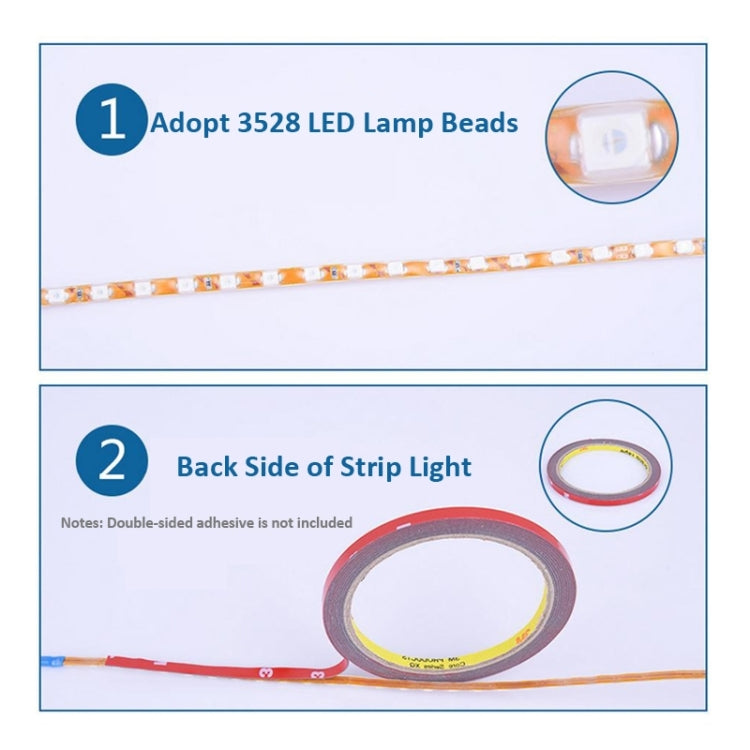 5 PCS Flow Style 45 LED 3528 SMD Waterproof Flexible Car Strip Light for Car Decoration, DC 12V, Length: 45cm, 45cm Red, 45cm White, 45cm Yellow, 45cm Dark Blue, 45cm Green, 45cm Ice Blue, 45cm Pink