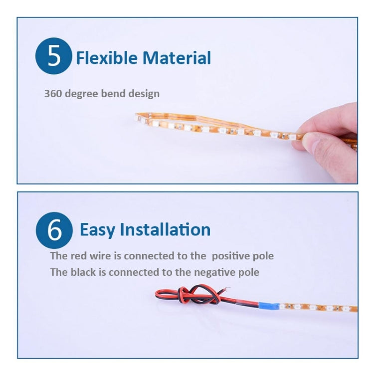 5 PCS Flow Style 45 LED 3528 SMD Waterproof Flexible Car Strip Light for Car Decoration, DC 12V, Length: 45cm, 45cm Red, 45cm White, 45cm Yellow, 45cm Dark Blue, 45cm Green, 45cm Ice Blue, 45cm Pink