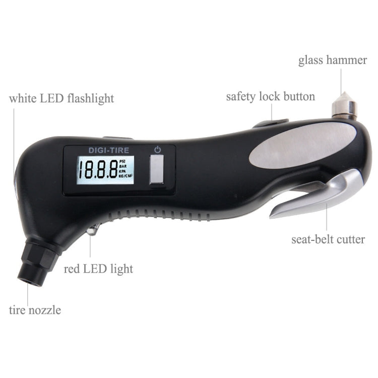 LCD Display Screen Digital Tire Gauge with LED Flashlight, Pressure Range: 2-150PSI, Tire Gauge
