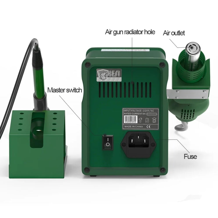 BEST BST-878D 2 in 1 Adjustable Temperature Hot Air Gun with Electric Soldering Iron Rework Station, BST-878D EU Plug, BST-878D US Plug