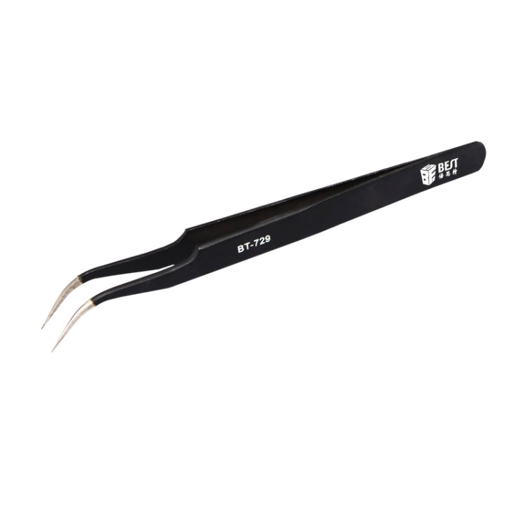BEST BST-729 202 Stainless Steel Anti-static Curved Tip Tweezers, BST-729 202