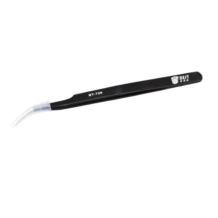 BEST BST-729 202 Stainless Steel Anti-static Curved Tip Tweezers, BST-729 202