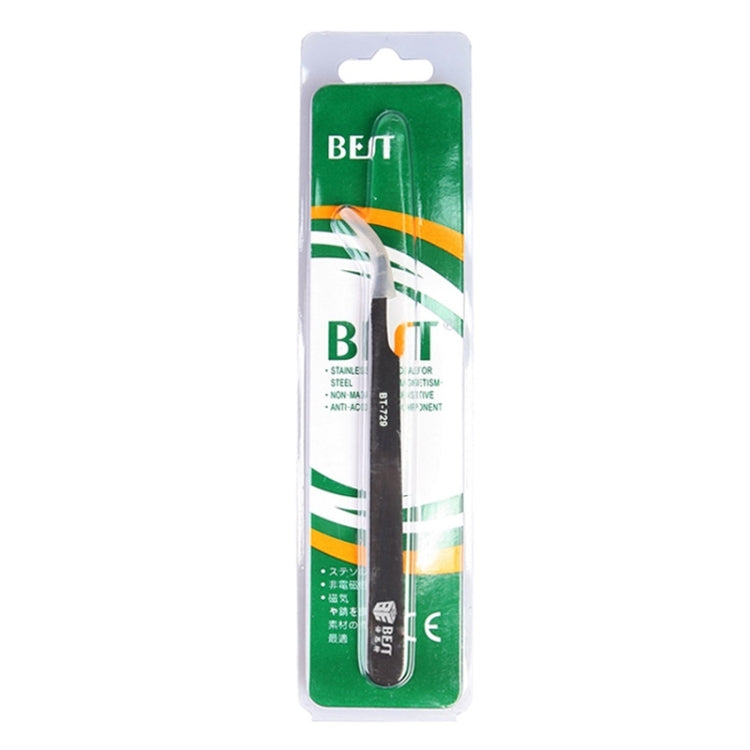 BEST BST-729 202 Stainless Steel Anti-static Curved Tip Tweezers, BST-729 202