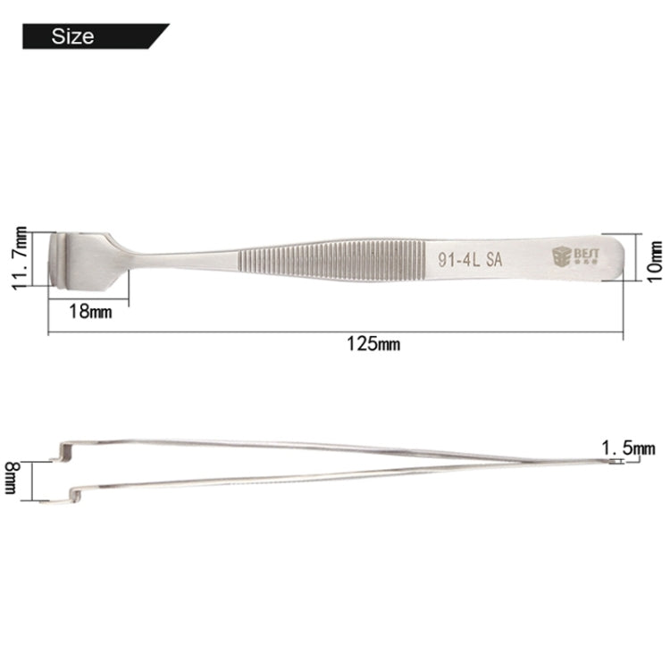 BEST BST-91-4L SA Professional Stainless Steel Wafer Tweezers for Silicon Wafer, BST-91-4L