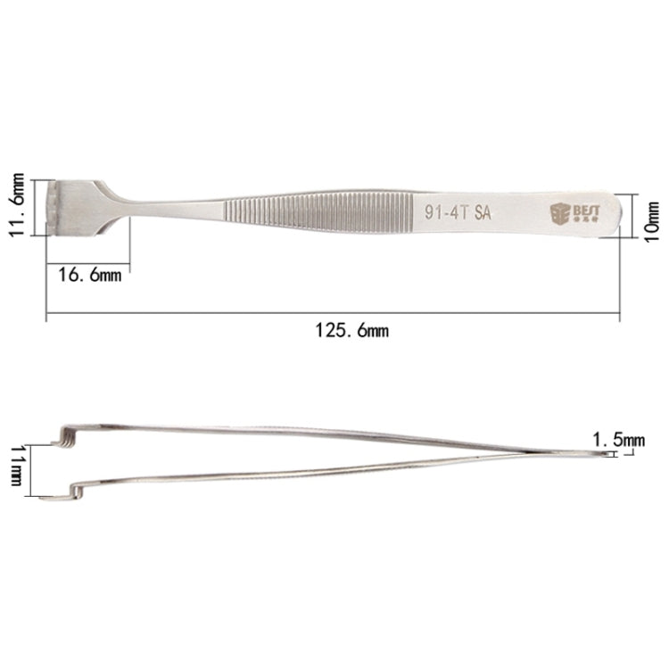BEST BST-91-4T SA Professional Stainless Steel Wafer Tweezers for Silicon Wafer, BST-91-4T