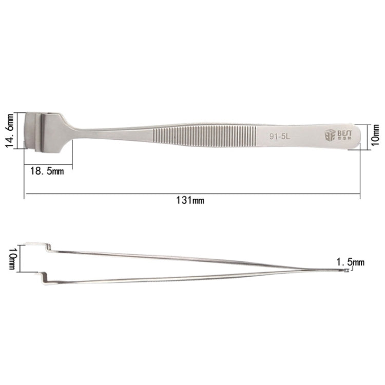 BEST BST-91-5L SA Professional Stainless Steel Wafer Tweezers for Silicon Wafer, BST-91-5