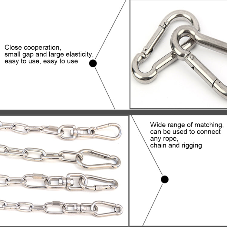 M6 Stainless Steel Carabiner Spring Hook Multi-tool Mountaineering Buckle Lock Camping Hook Rope, Inner Diameter: 5.8mm, M6