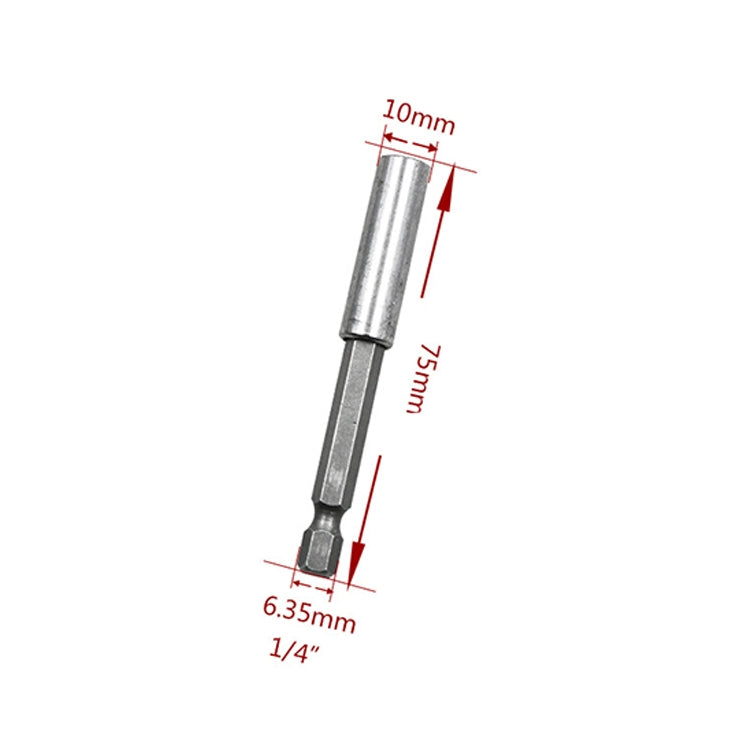 5 PCS 1/4 Electric Batch Head High Magnetism Connecting Rod Pistol Drill Extension Rod Sleeve Fast Turning Joint, Length: 75mm, 75mm Joint