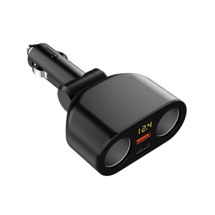 2 Cigarette Lighters + 2 USB Ports Multi-function Car Charger with Digital Display, Cigarette Lighters