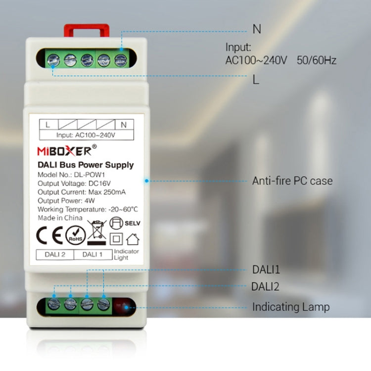 DL-POW1 DC16V DIN Rail DALI Bus Power Supply 4W Max 250mA LED Transformer for RGB CCT LED Downlight