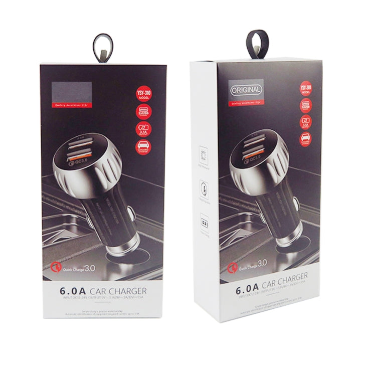 YSY-310QC18W QC3.0 Dual Port USB Car Charger + 3A USB to USB-C / Type-C Data Cable, Cable Length: 1m, YSY-310QC18W with Type-C Cable, with USB-C / Type-C Cable