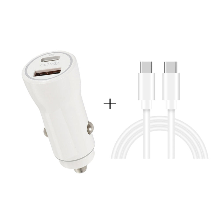 P21 PD 20W USB-C / Type-C + QC3.0 18W USB Fast Car Charger with USB-C / Type-C to USB-C / Type-C Data Cable Set, USB-C / Type-C to USB-C / Type-C