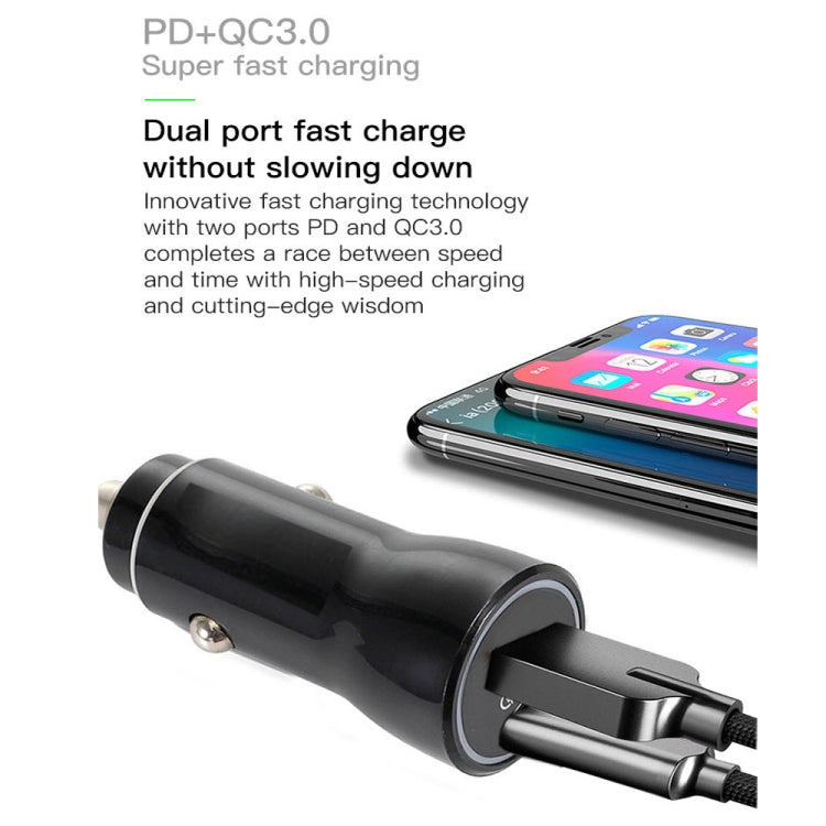 P21 PD 20W USB-C / Type-C + QC3.0 18W USB Fast Car Charger with USB-C / Type-C to USB-C / Type-C Data Cable Set, USB-C / Type-C to USB-C / Type-C
