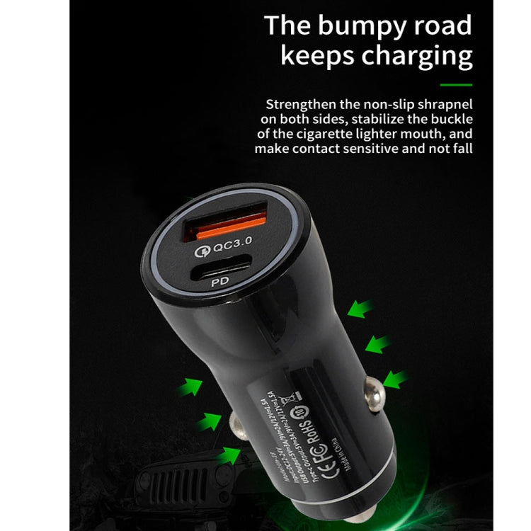 P21 PD 20W USB-C / Type-C + QC3.0 18W USB Fast Car Charger with USB-C / Type-C to USB-C / Type-C Data Cable Set, USB-C / Type-C to USB-C / Type-C