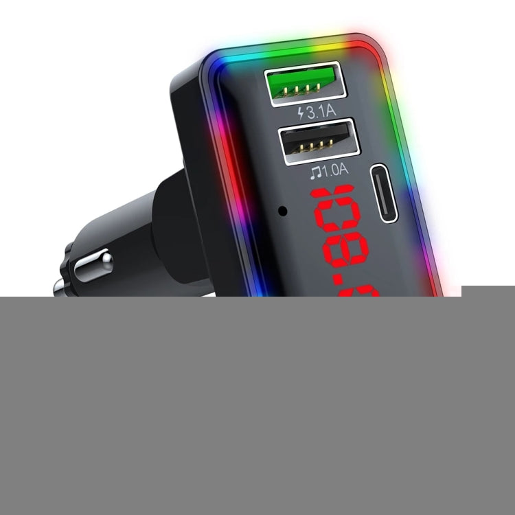 F7 Car MP3 Player 12V Colorful Breathing Light QC3.1 Wireless Dual Port Fast Charging PD, F7