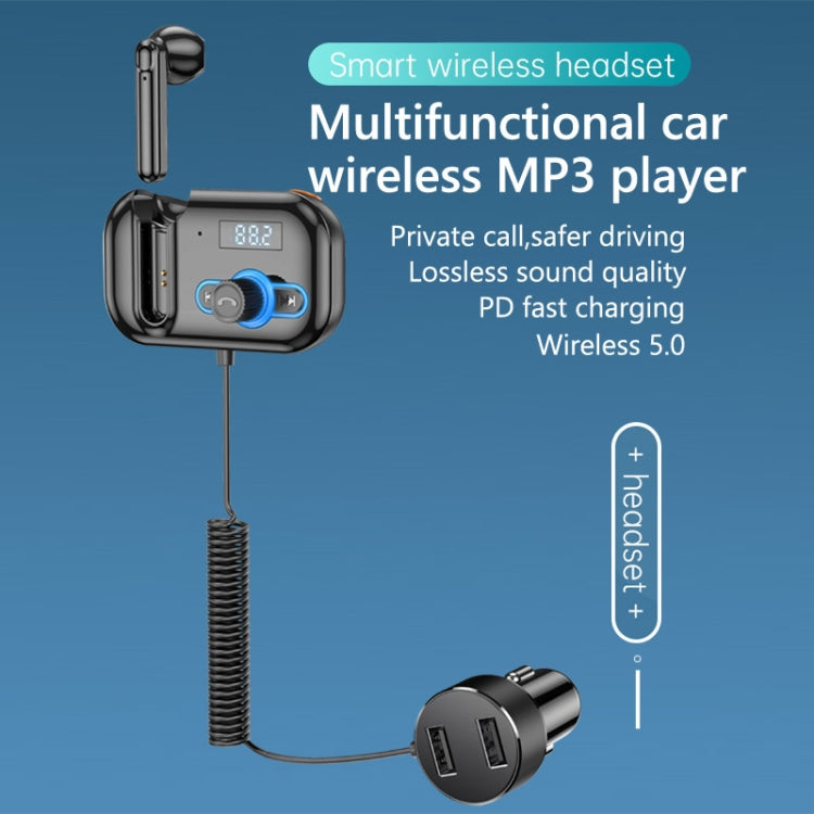 T2 FM Transmitter Hands-free Headphone Kit Headphone MP3 Player Private Call USB PD Quick Charge Audio Receiver, T2