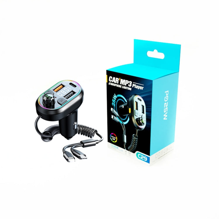 C29 Car Bluetooth 5.0 FM Transmitter  Car MP3 Player Fast Charge U Disk Lossless Music Player, C29