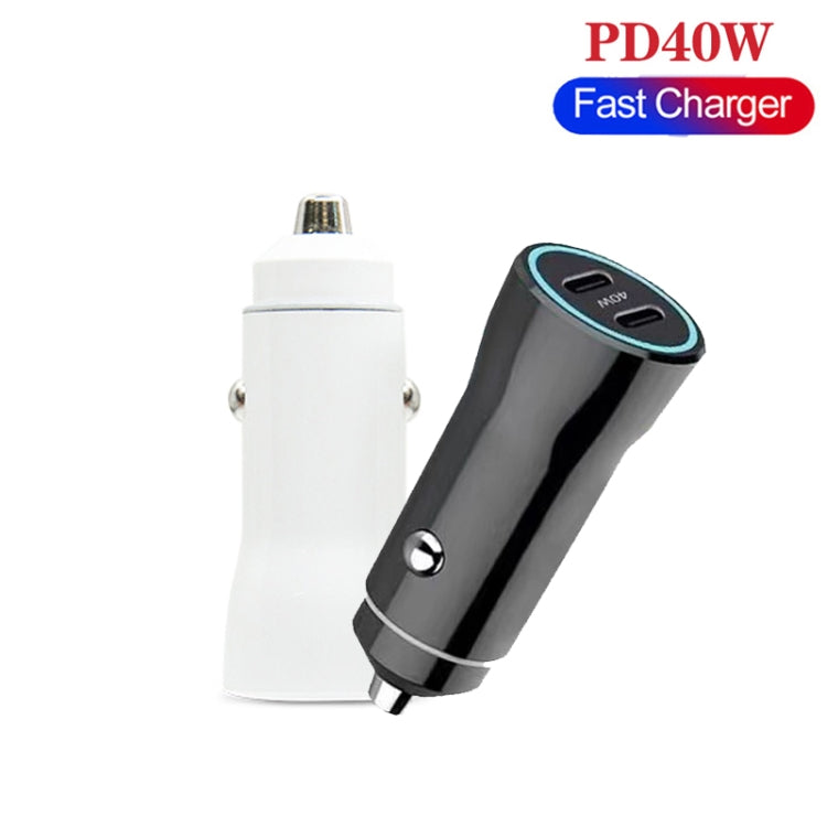 TE-P8 40W PD20W + PD20W Dual Port PD3.0 Car Charger with Type-c to Type-C Data Cable, Length: 1m