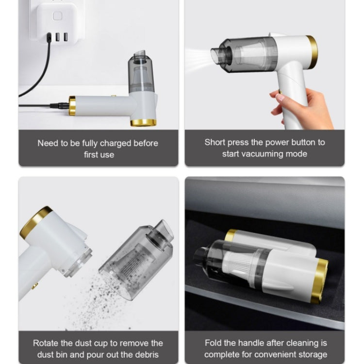 Q8 LED Light Wireless Portable Handheld Car Foldable 9000Pa Suction Vacuum Cleaner