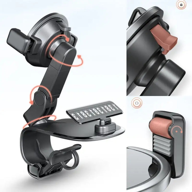 088 With Parking Phone Sign 360 Degrees Rotation Car Dashboard Mount Cell Phone Holder