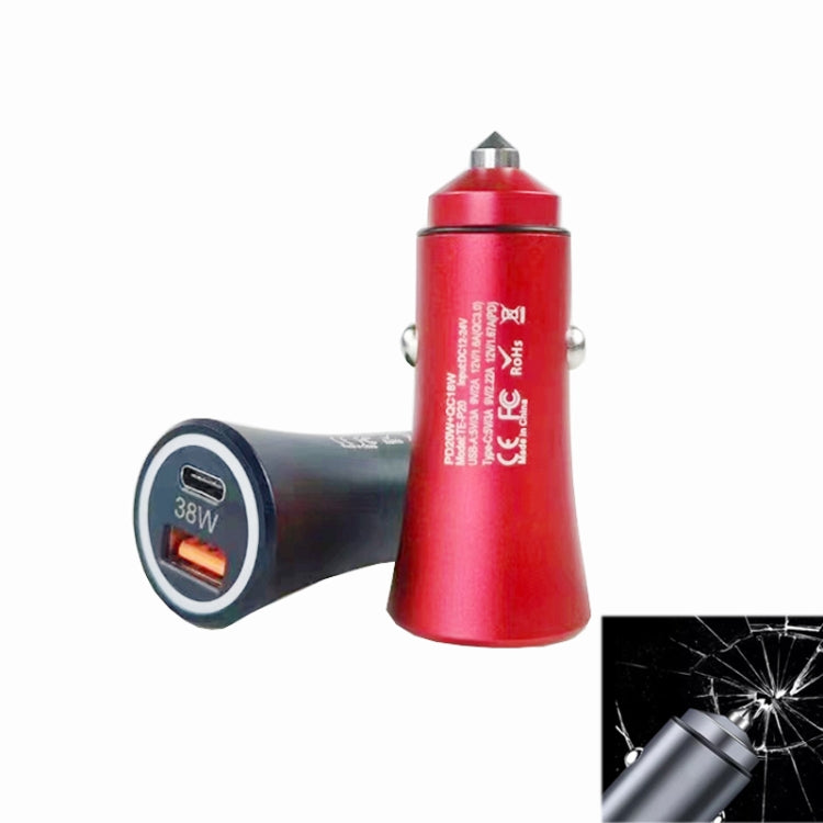 P20 38W PD3.0 20W + QC3.0 USB Safety Hammer Car Charger, P20, P20 (Black), P20 (Blue), P20 (Red)
