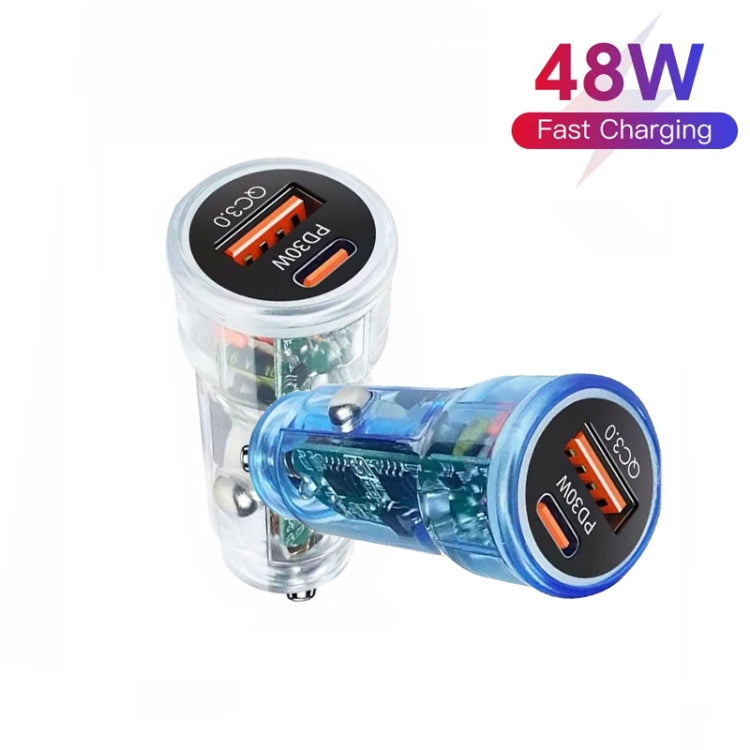 P35 48W PD30W+QC3.0 18W USB Transparent Car Quick Charge, P35 (Transparent), P35 (Transparent Blue)