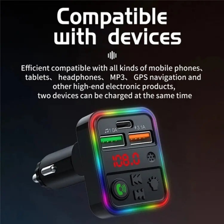 P18 Double USB Cigarette Lighter Bluetooth Car MP3 Music Player Hands-Free Calling Car Audio Device, P18