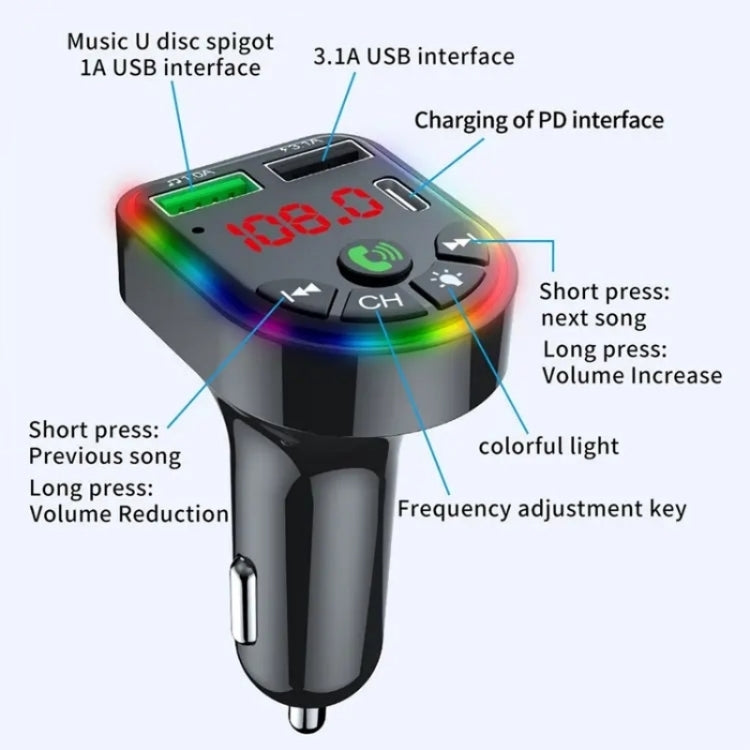 F20 Car MP3 Player PD + Fast USB Charger Handsfree Bluetooth FM Transmitter Car Kit Adapter, F20