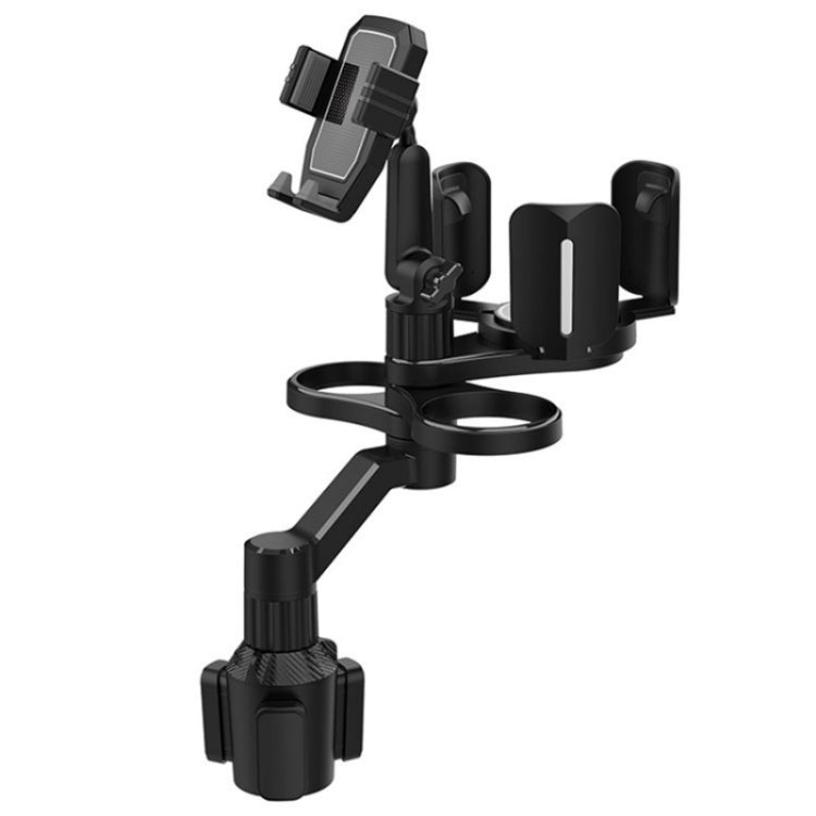 D04 Wth 2 Coffee Cup Car Cup Holder Adjustable Rotating Cell Phone Car Mount Holder, D04 (Grey), D04 (Green)