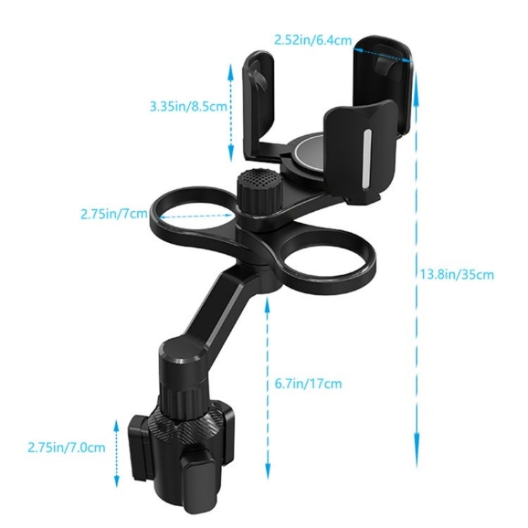 D07 3-Clip Adjustable Cup Holder Car Mount Drink Bottle Snack Car Cup Holder Expander, D07