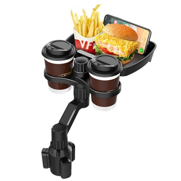 D05 Rotation Meal Tray Phone Stand Car Dining Table Plastic Car Cup Holder Mount Dual Drink Bracket, D05