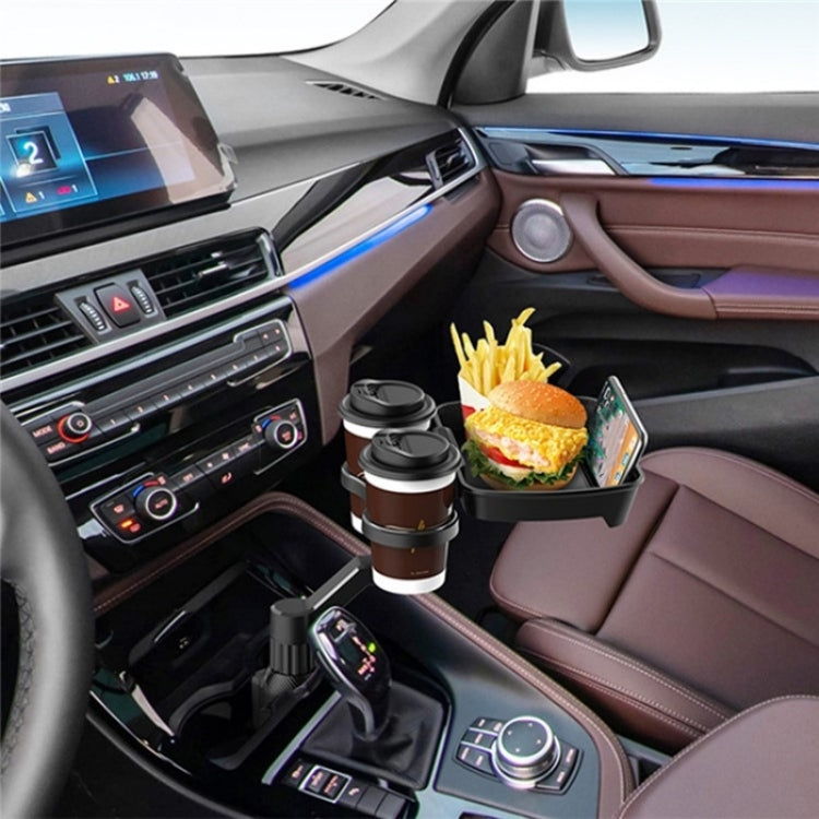 D05 Rotation Meal Tray Phone Stand Car Dining Table Plastic Car Cup Holder Mount Dual Drink Bracket, D05