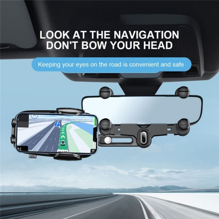 R009 Universal Vehicle Retractable Phone Clip Holder Car Rearview Mirror Cell Phone Mount, R009 (Green), R009 (Black)
