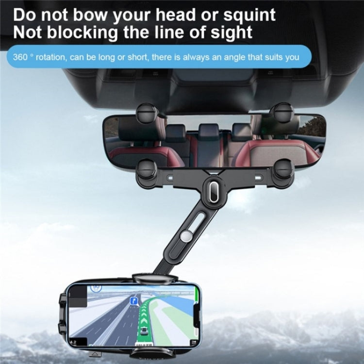 R009 Universal Vehicle Retractable Phone Clip Holder Car Rearview Mirror Cell Phone Mount, R009 (Green), R009 (Black)