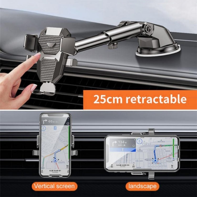 D25+105+K5 Auto Locking Car Phone Clip Telescopic Suction Cup Dashboard Phone Mount Holder