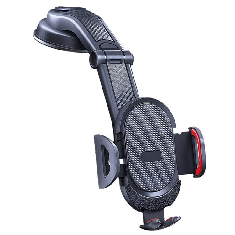 ES33 Car Mobile Phone Holder Bracket Carbon Fiber 360 Degree Rotation Suction Cup Mount, ES33 (Black), ES33 (Red)