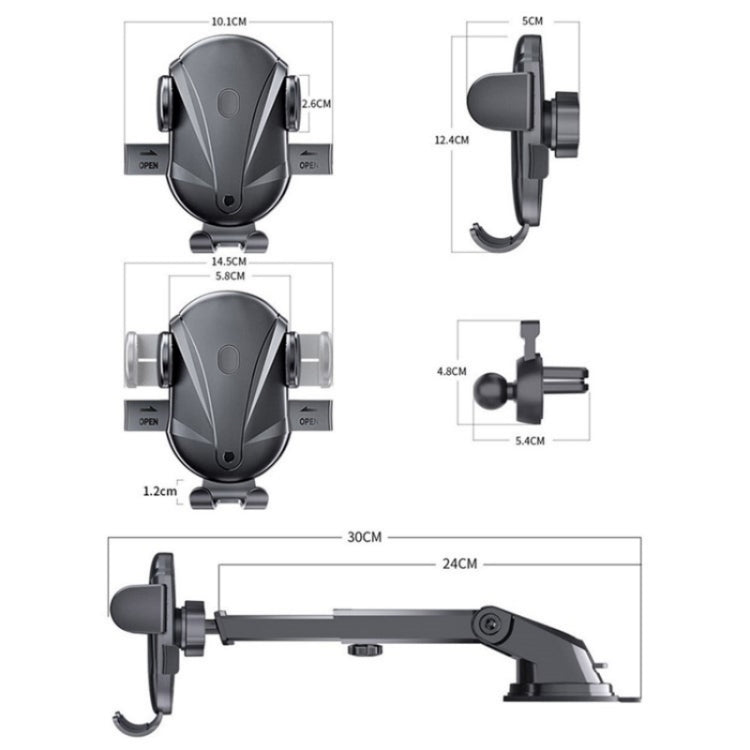 D-43+128+120 Multi-functional Car Air Vent Dashboard Telescopic Suction Cell Phone Mount, D-43+128+120
