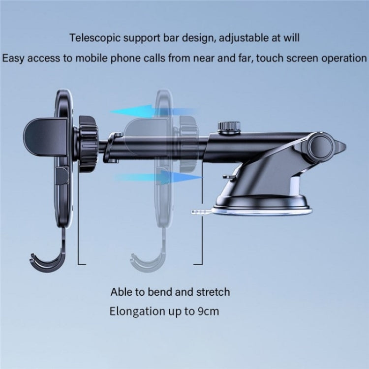 D48+105+K5 Brushed Pattern Car Dashboard Windshield Telescopic Suction Cup Air Vents Phone Mount, D48+105+K5