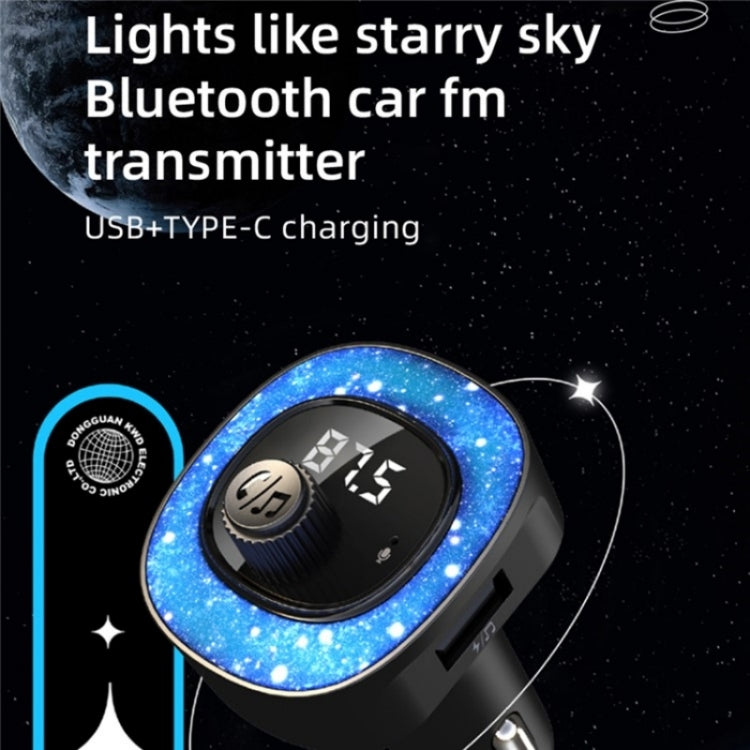 C41 Star Light Car Charger ABS Adapter FM Transmitter Bluetooth Hands-free Call MP3 Music Player, C41