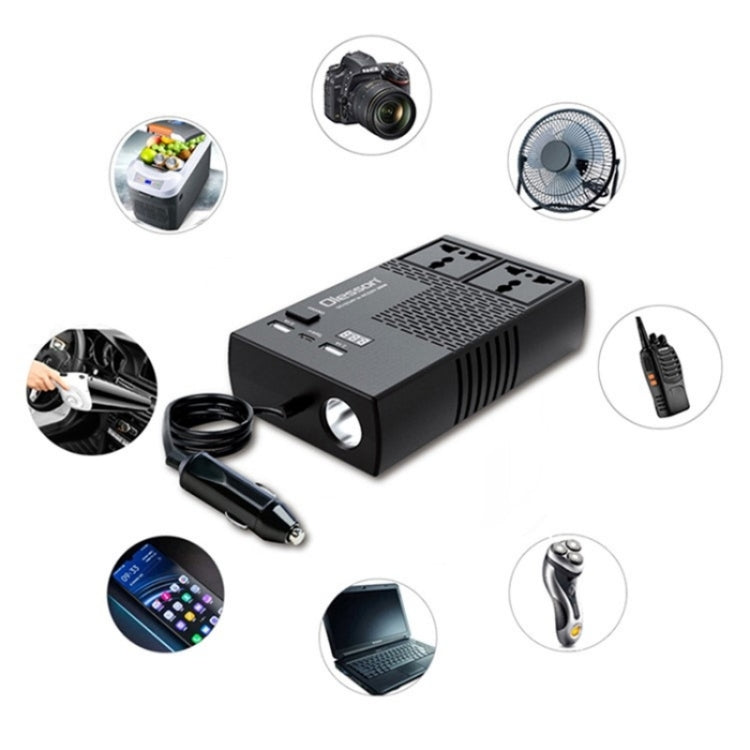 12V to 220V Car High-Power 200W Power Socket Car Charger Cigarette Lighter Car Inverter, 12V to 220V