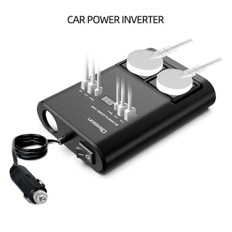 Car 150W Power Socket Cigarette Lighter Car Charger 4USB+2Type-C Car Power Inverter, 150W 4USB