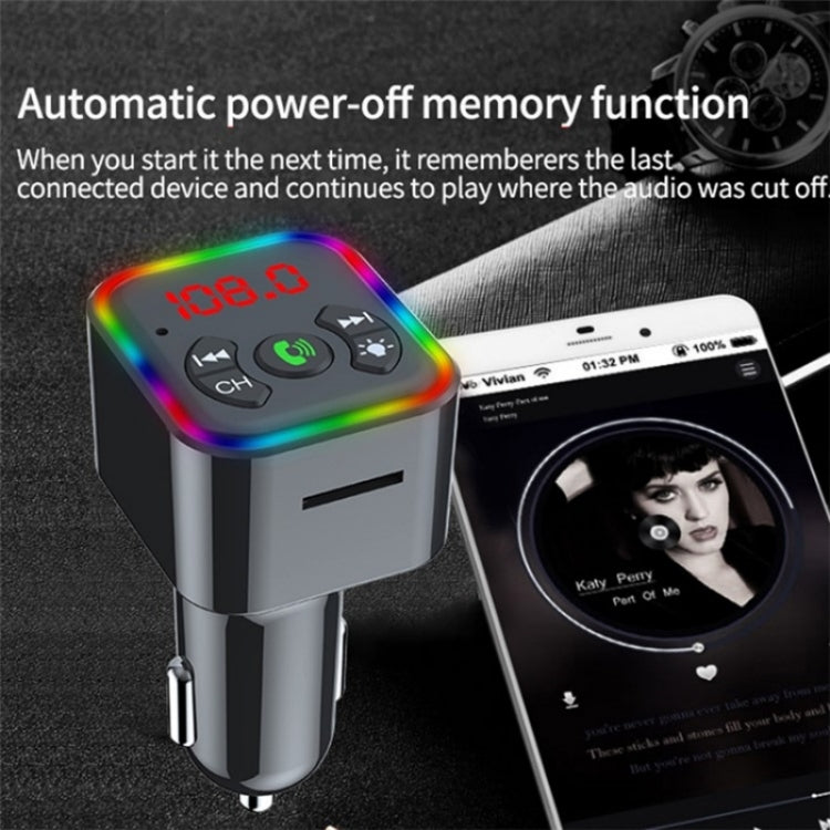 Colorful light Car Hands-free Call Bluetooth Receiver Support U Disk MP3 Player, F10