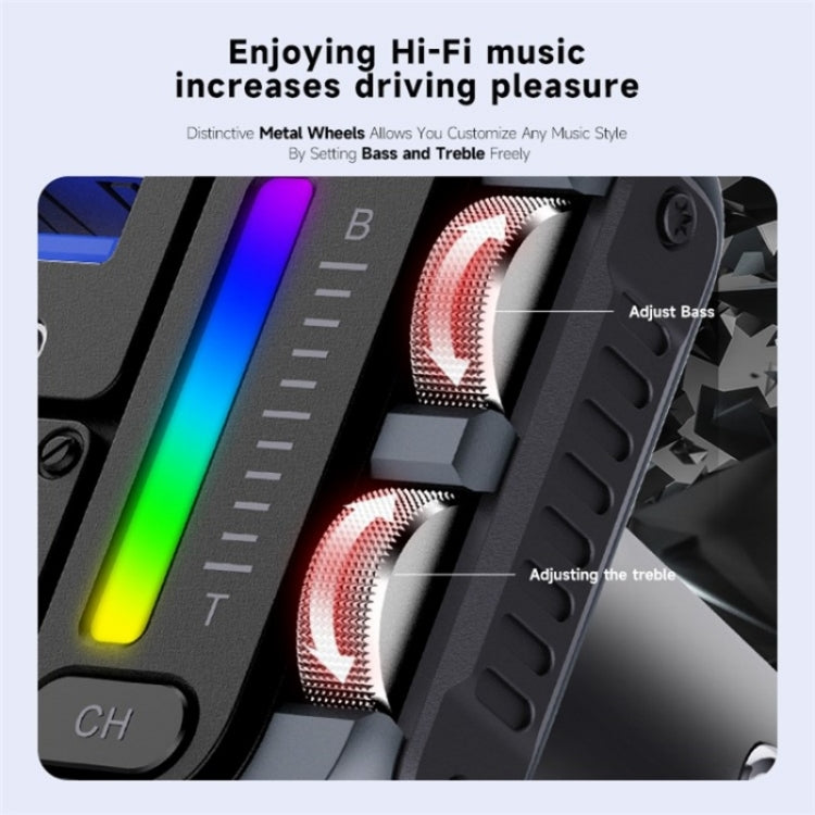 MT04 Car Bluetooth Adapter Type-C + USB Car Charger FM Transmitter HiFi Music MP3 Player, MT04