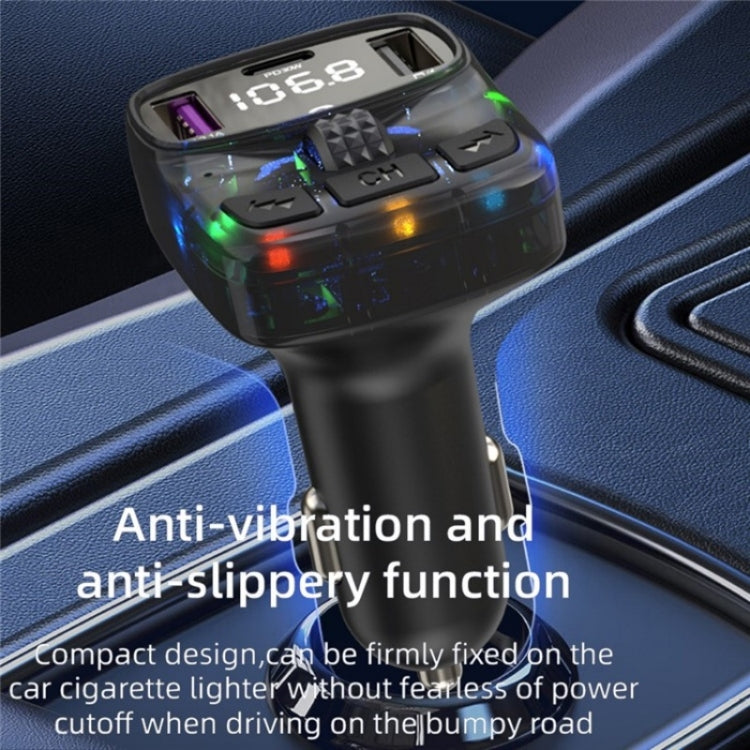 C56 PD Type-C + Dual USB Car Charger Colorful Light Car Bluetooth Adapter FM Transmitter, C56