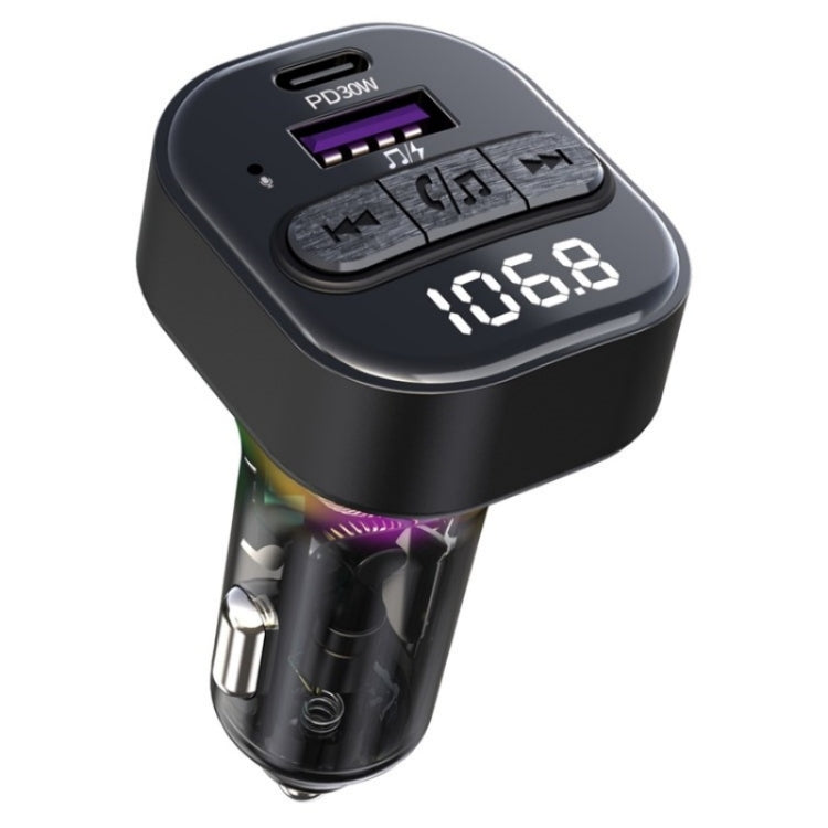 C50 Type-C + USB Car Charger Colorful Light Car Bluetooth Adapter FM Transmitter MP3 Player, C50