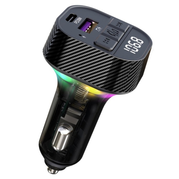 C51  Type-C + USB Car Charger Colorful Light Car Bluetooth Adapter FM Transmitter MP3 Player, C51