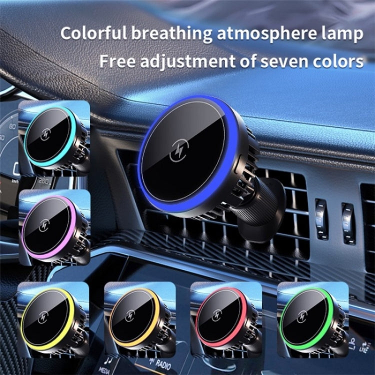 T2 Vehicle Air Vent Phone Charging Stand Magnetic Wireless Colorful Light Charger, T2